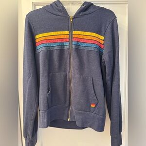 Aviator Nation Five Stripe Hoodie in Navy - Size S